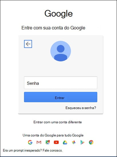 comprar usando sua conta google