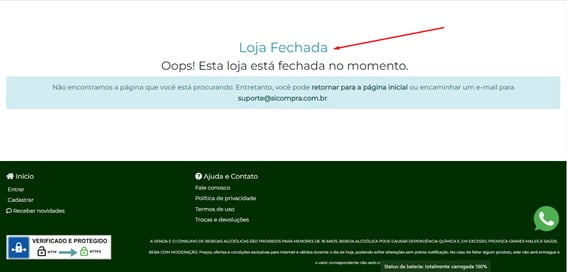 Loja fechada