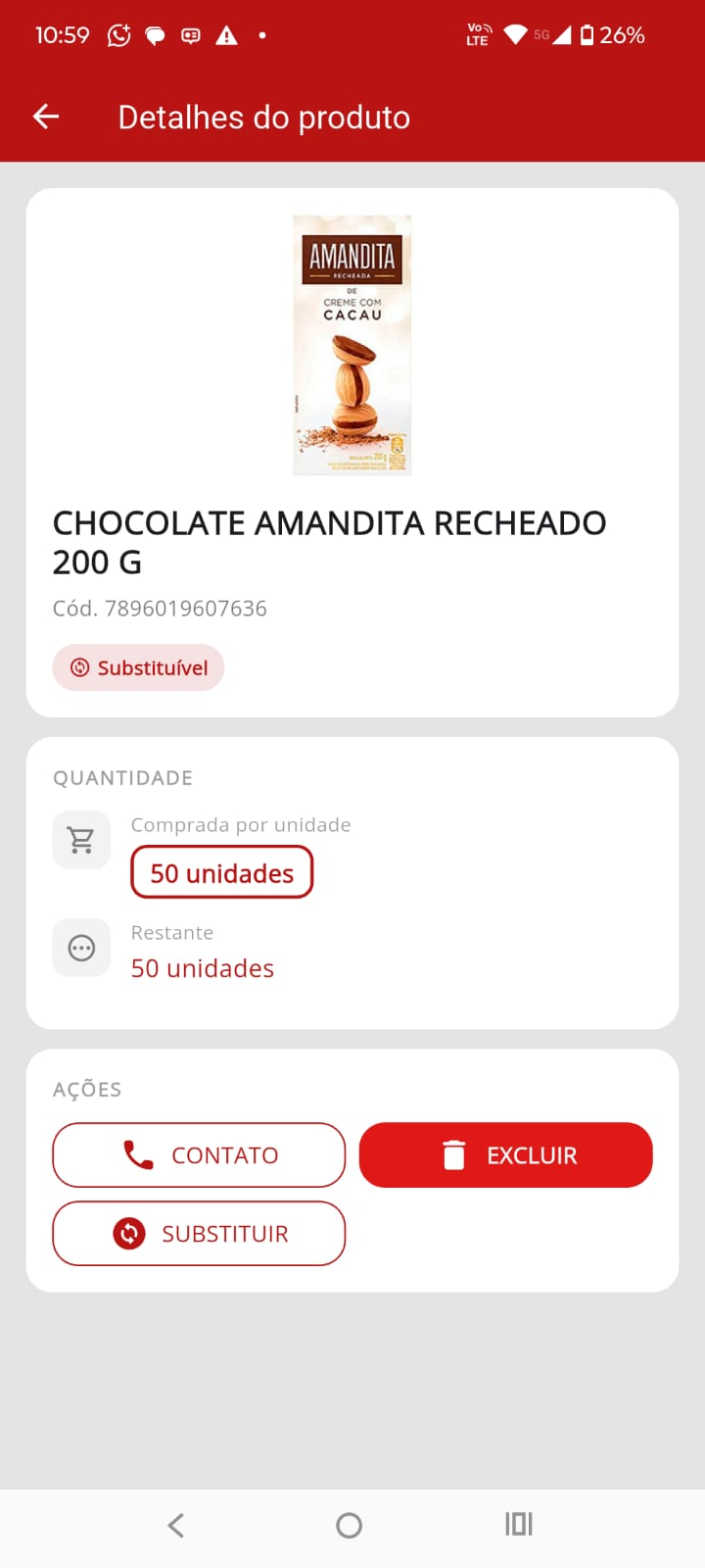 Substituição de produtos no Picker pelo celular