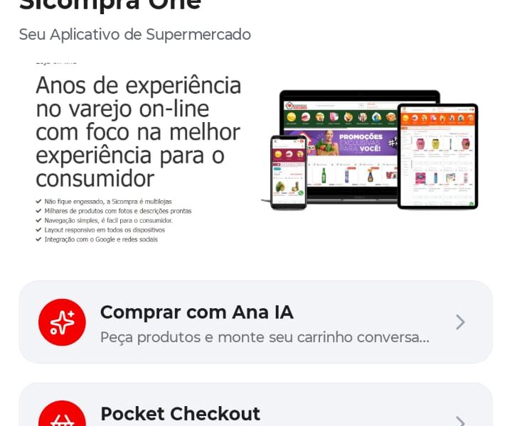 Tela inicial do novo aplicativo