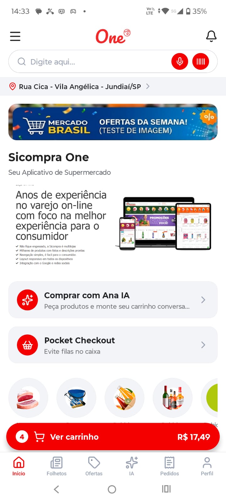 Tela inicial do novo aplicativo
