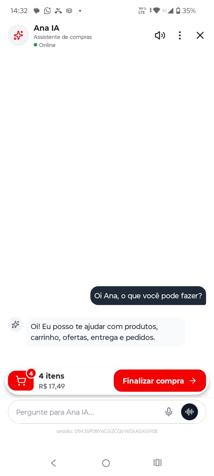 Conversa com a SIA, assistente de compras com IA
