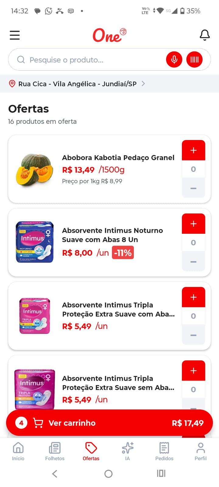 Tela de Ofertas do aplicativo