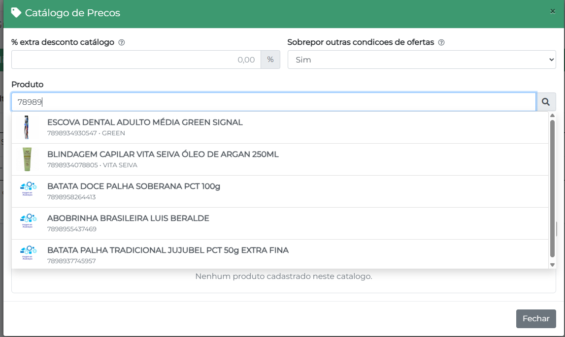 Busca de produto pelo nome ou código de barras
