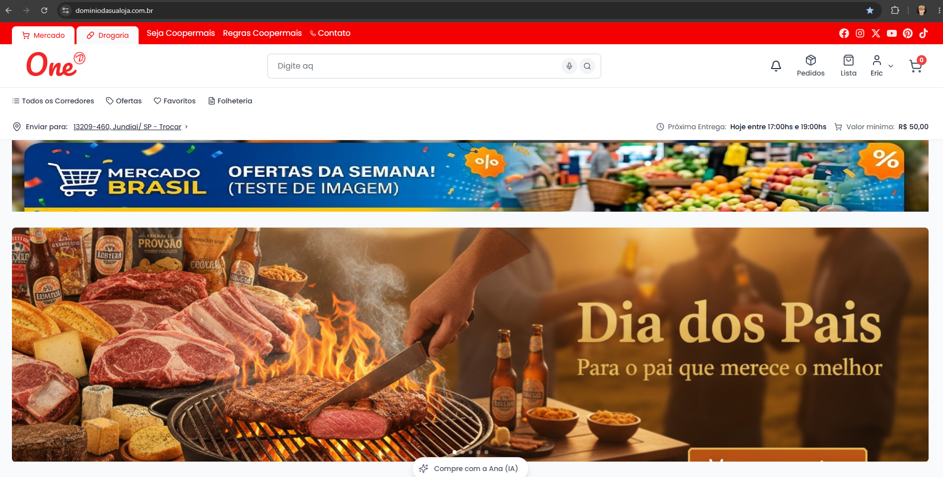 Banner promocional exibido na loja on-line