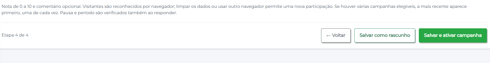 Botão Salvar e ativar campanha