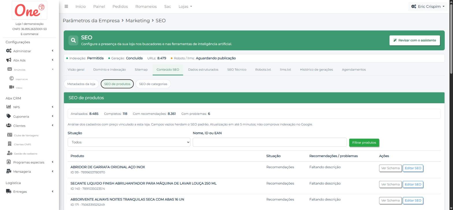 SEO de produtos, lista com recomendações