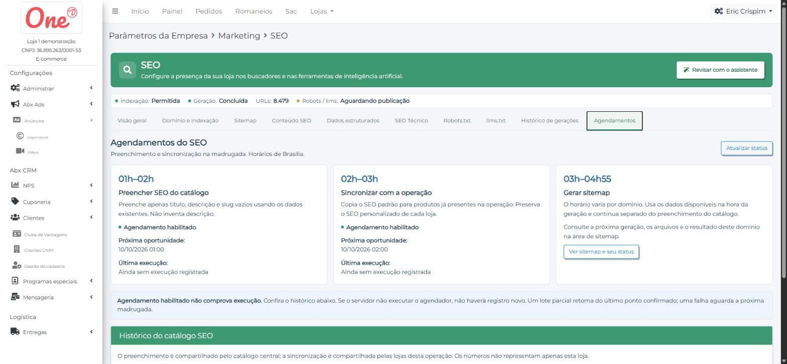 Aba Agendamentos do SEO
