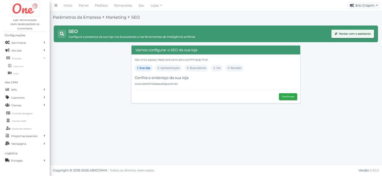 Assistente de SEO, passo 1 de 5